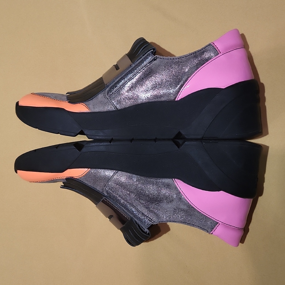 Wonders Platform Loafers Shoes Slip-ons Spain / Sz 5 / Neon orange/pink, black - Picture 11 of 17